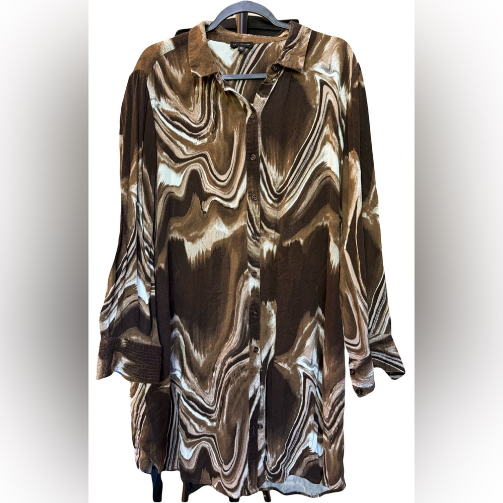 The Limited Button-up Shirt Dress w/ Swirl Design